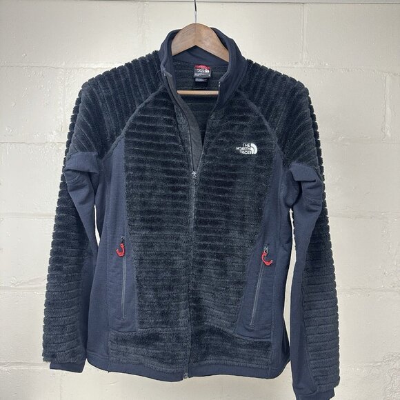 North Face Polartec Fuzzy Sherpa Fleece Zip Sweatshirt Jacket Womens Large - Picture 1 of 7